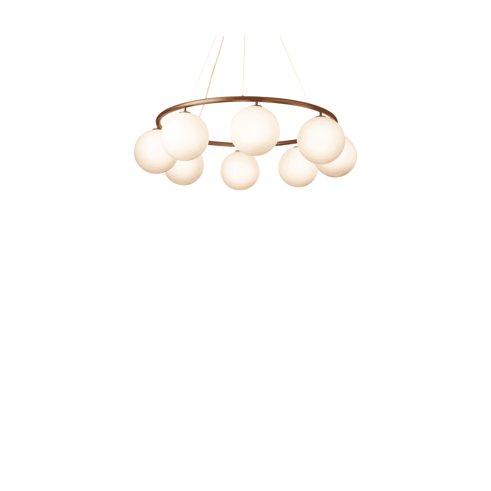 Nuura Miira 8 Light Circular Chandelier - Dark Bronze & Opal Glass