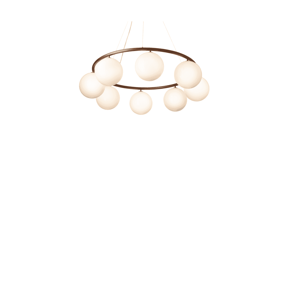 Nuura Miira 8 Light Circular Chandelier - Dark Bronze & Opal Glass