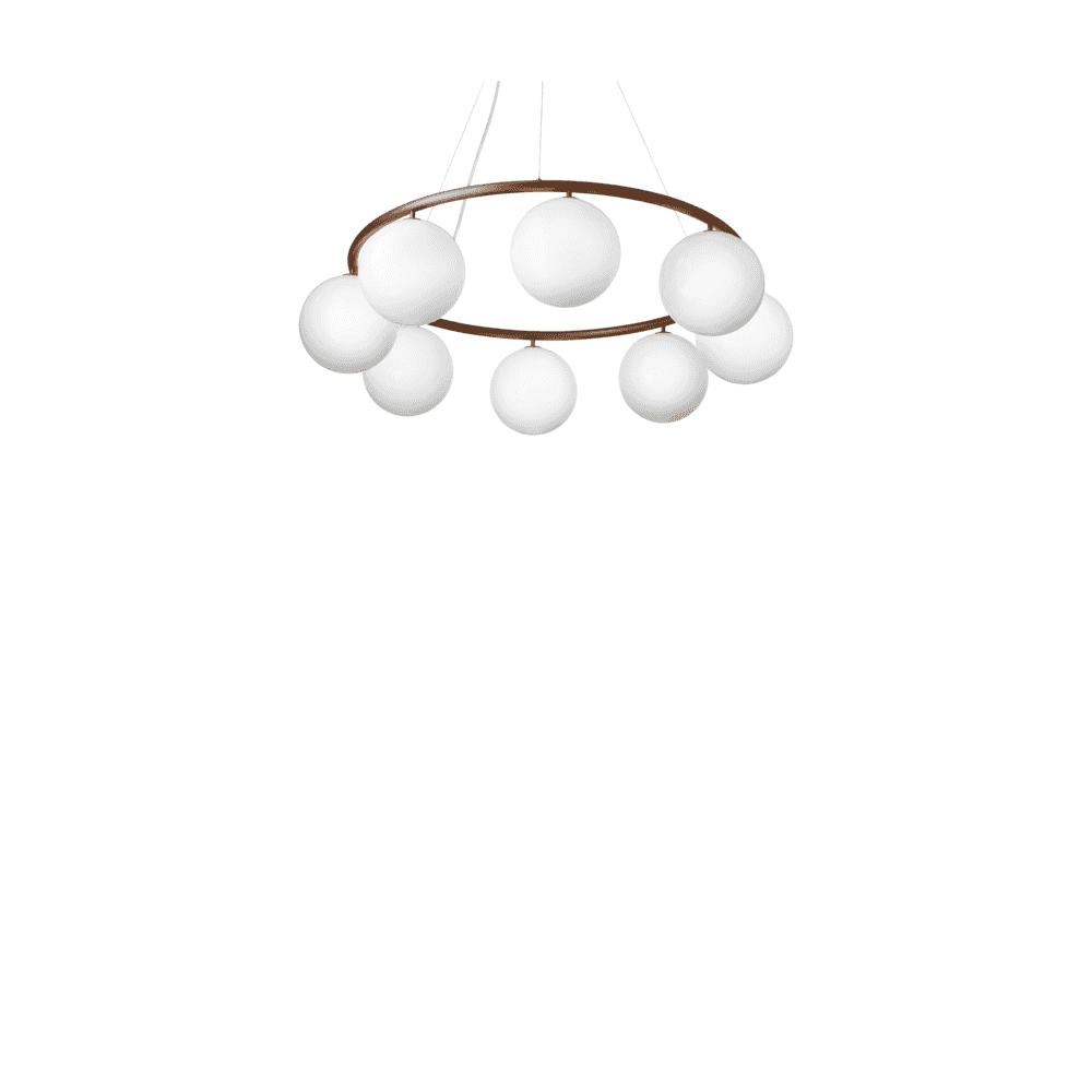 Nuura Miira 8 Light Circular Chandelier - Dark Bronze & Opal Glass