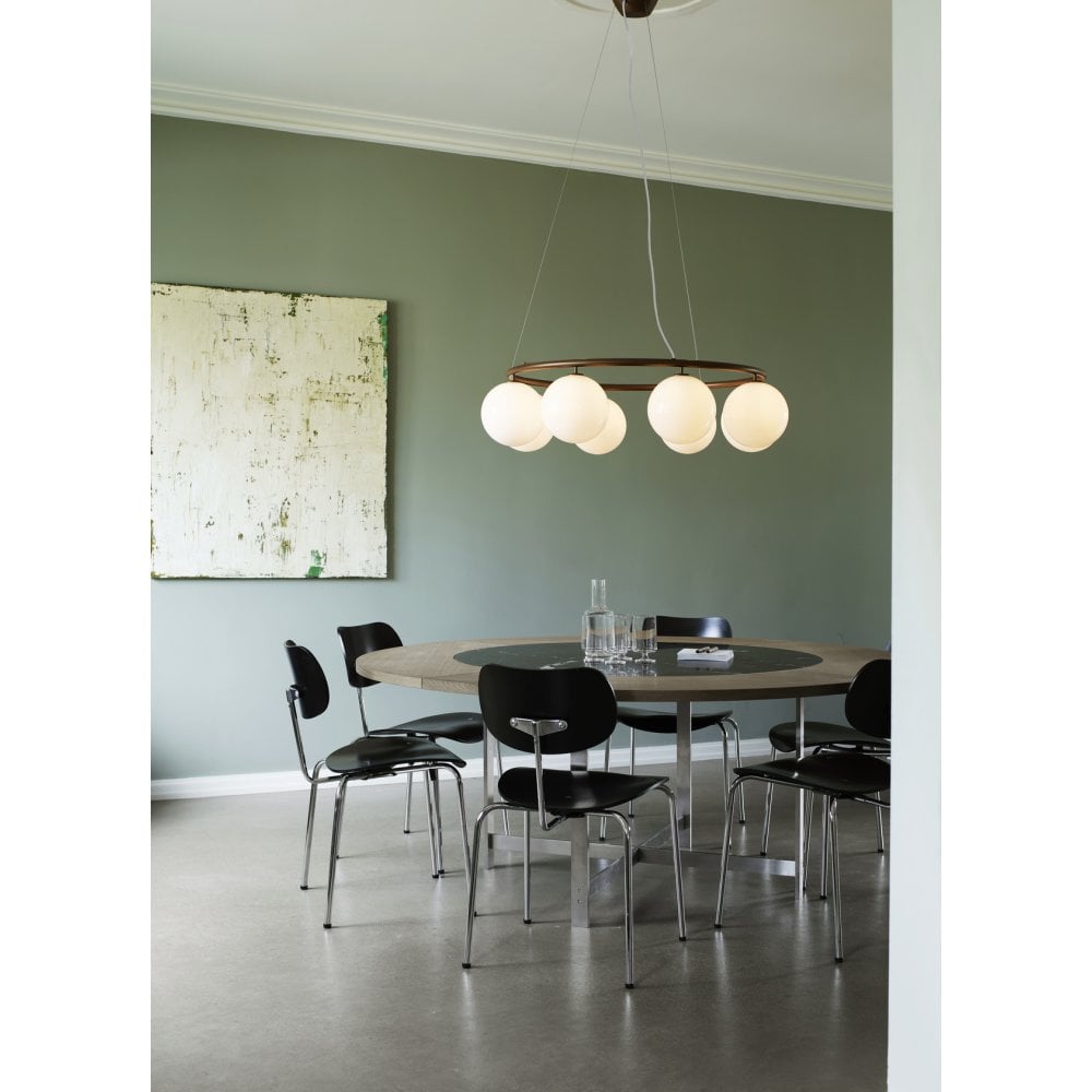 Nuura Miira 8 Light Circular Chandelier - Dark Bronze & Opal Glass