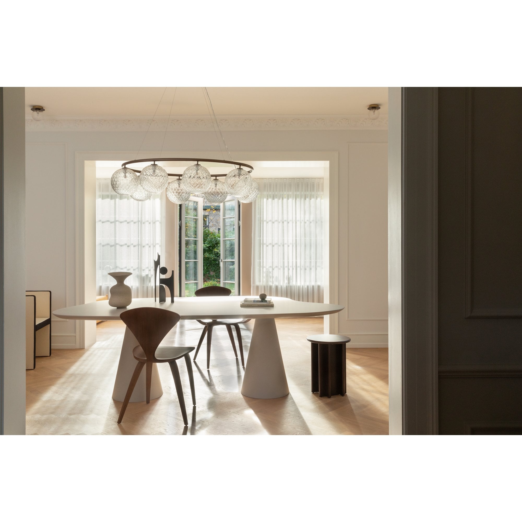 Nuura Miira 8 Light Oval Chandelier - Dark Bronze & Optic Clear Glass