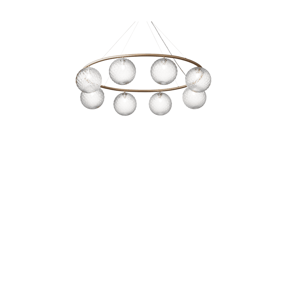 Nuura Miira 8 Light Oval Chandelier - Brass & Optic Clear Glass