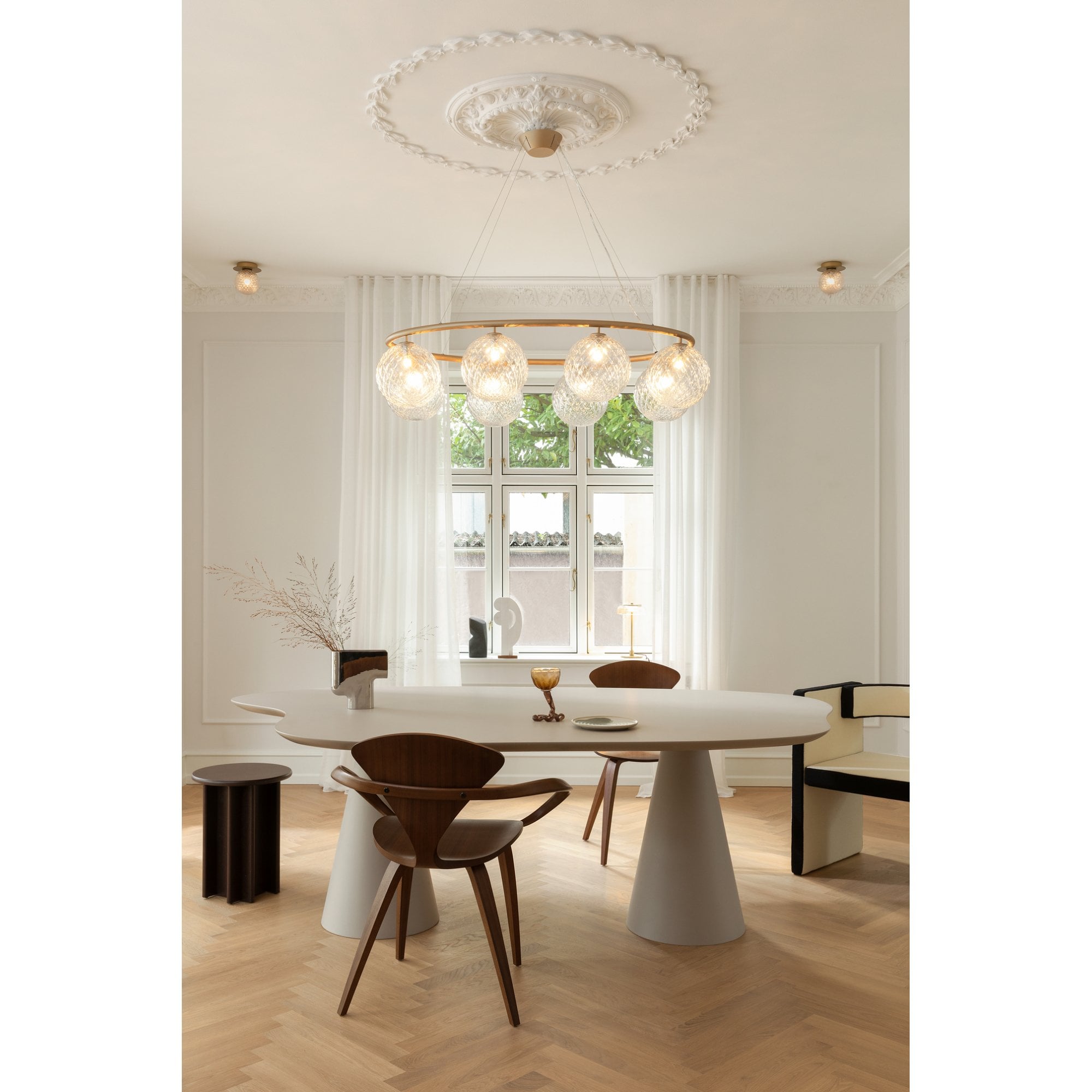 Nuura Miira 8 Light Oval Chandelier - Brass & Optic Clear Glass