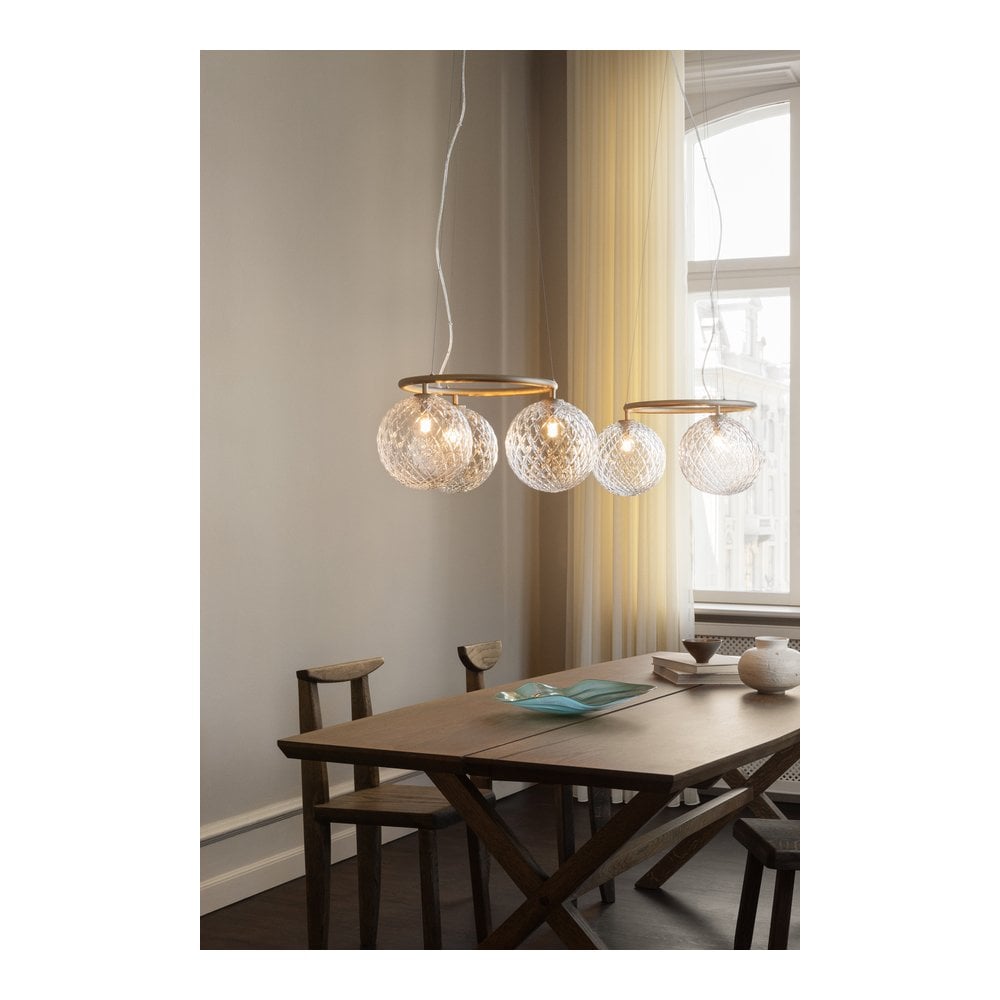 Nuura Miira 3 Light Circular Chandelier - Brass & Optic Clear Glass