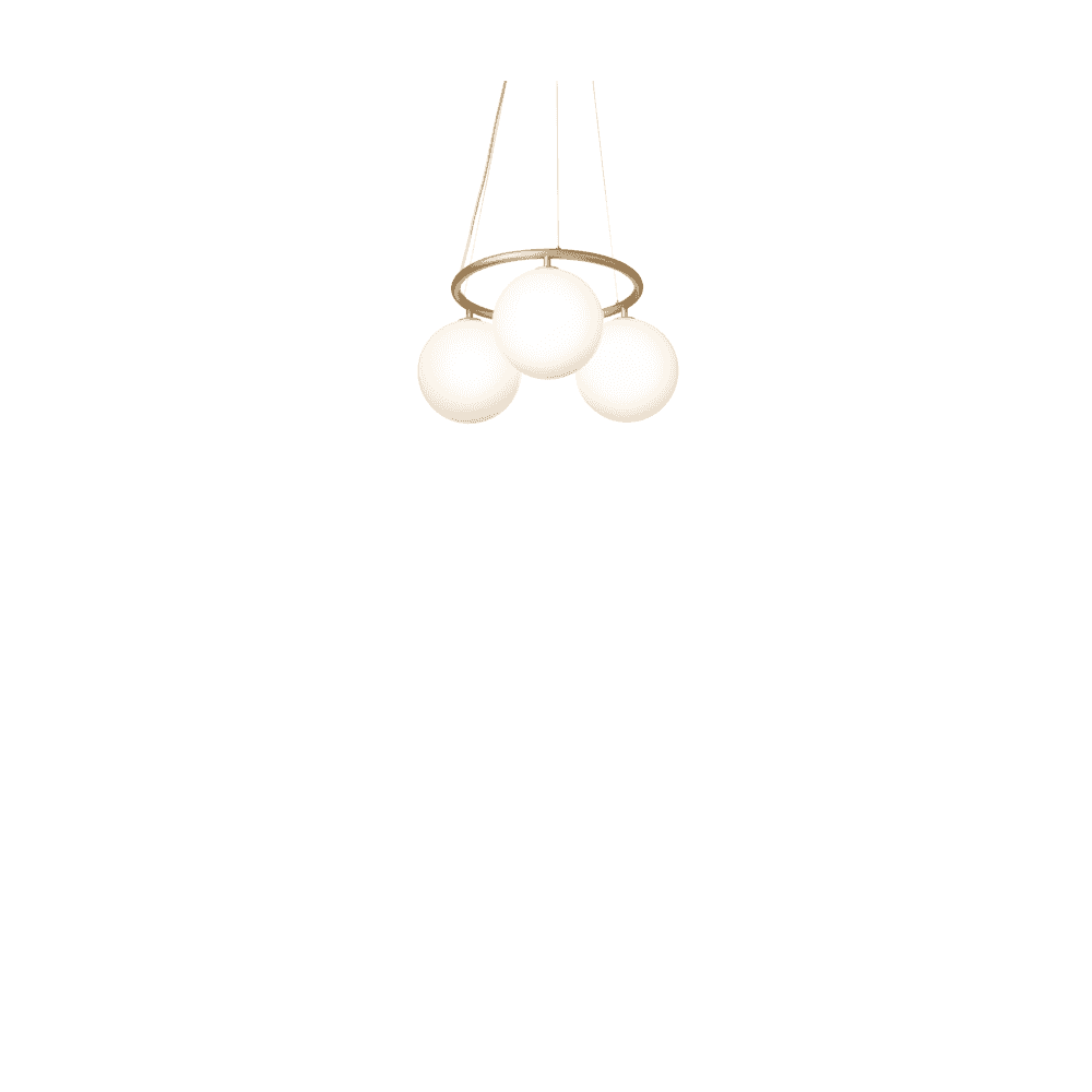 Nuura Miira 3 Light Circular Chandelier - Brass & Opal Glass