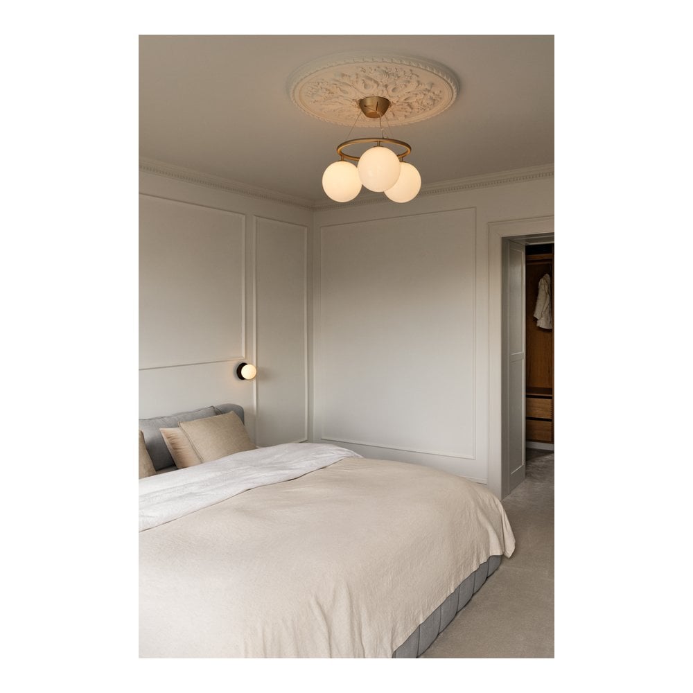 Nuura Miira 3 Light Circular Chandelier - Brass & Opal Glass