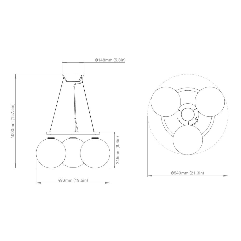 Nuura Miira 3 Light Circular Chandelier - Dark Bronze & Opal Glass