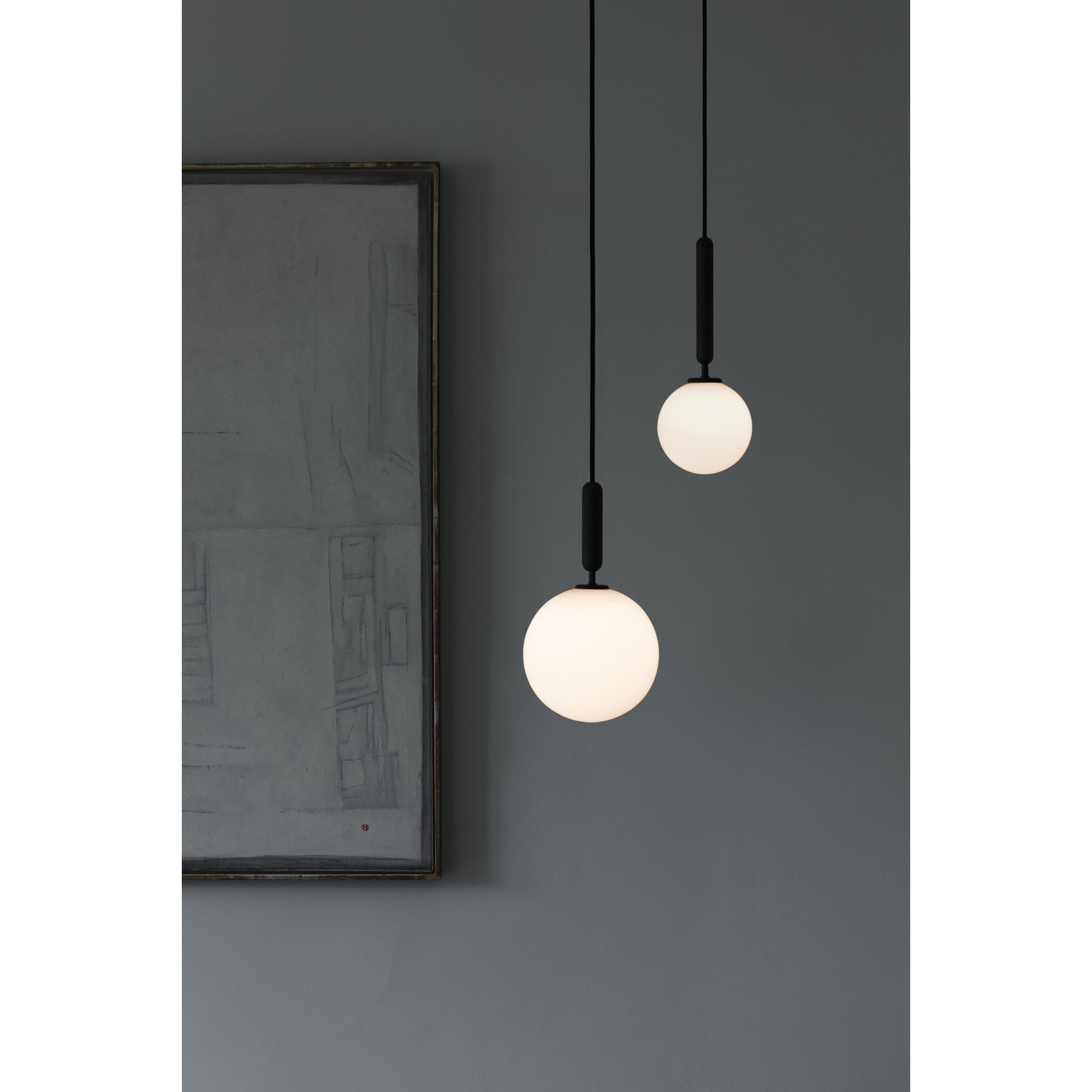Nuura Miira Large 1 Light Pendant - Rock Grey & Opal Glass