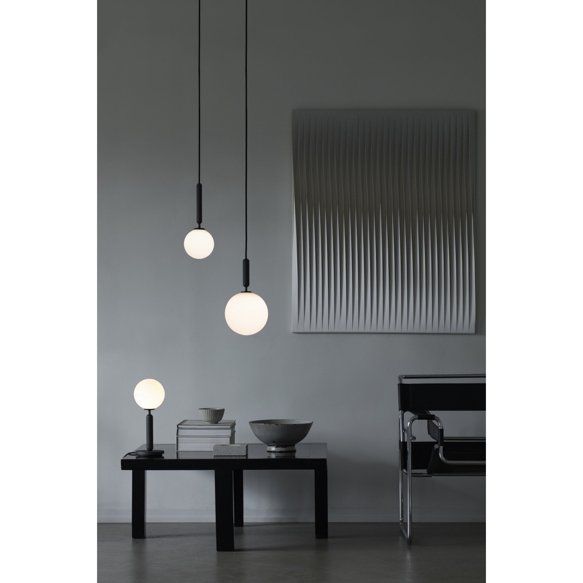 Nuura Miira 1 Light Pendant - Rock Grey & Opal Glass