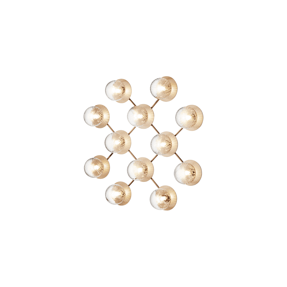 Nuura Liila 12 Light Wall/Flush Light - Nordic Gold & Optic Clear Glass
