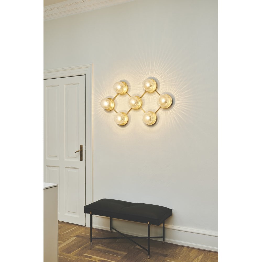 Nuura Liila 7 Light Wall/Flush Light - Nordic Gold & Optic Clear Glass