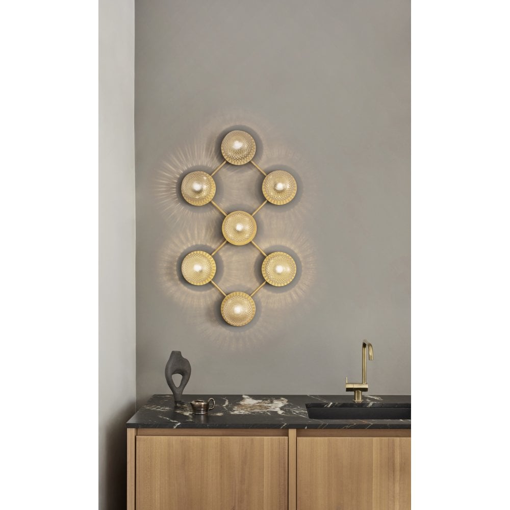 Nuura Liila 7 Light Wall/Flush Light - Nordic Gold & Optic Clear Glass