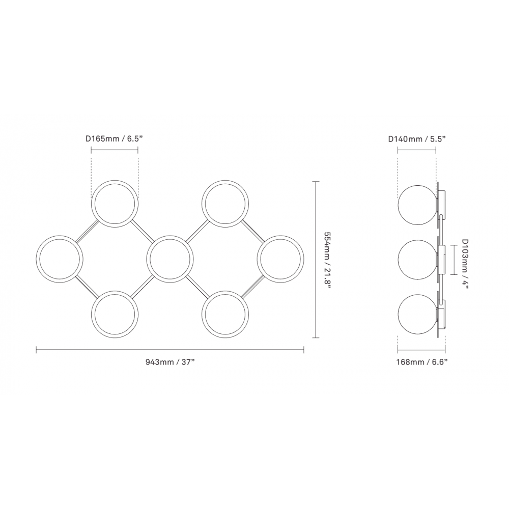 Nuura Liila 7 Light Wall/Flush Light - Nordic Gold & Opal Glass