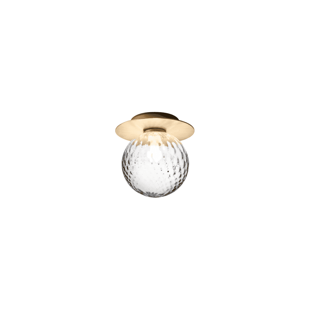 Nuura Liila 1 Light Medium IP44 Wall/Flush Light - Nordic Gold & Optic Clear Glass
