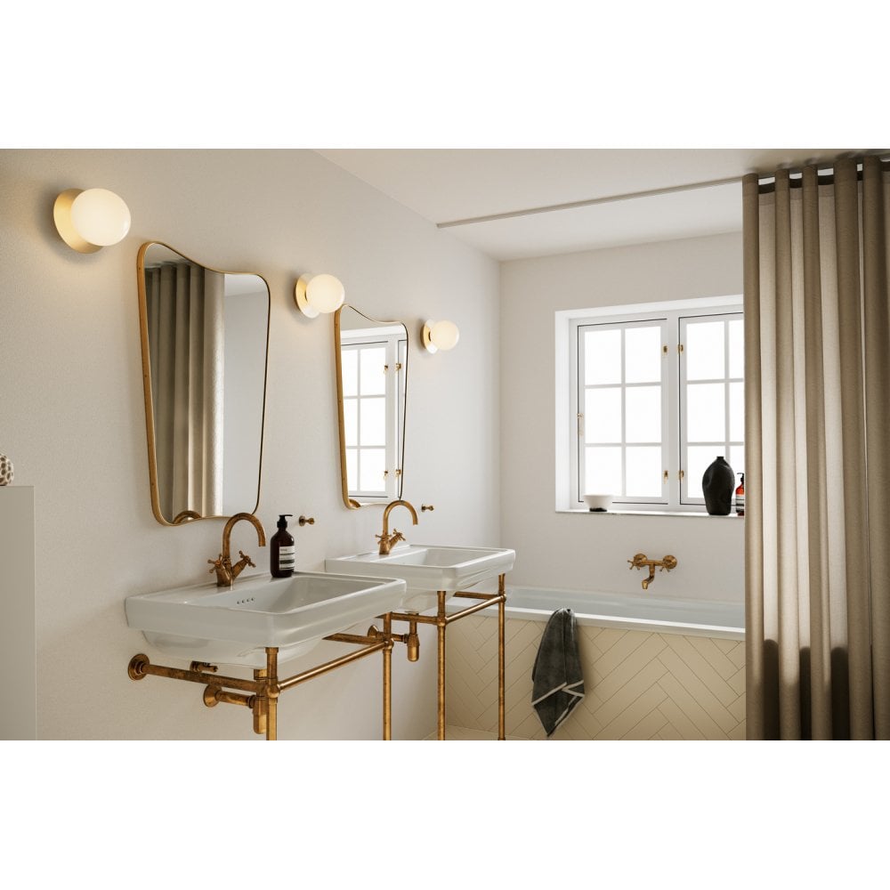 Nuura Liila 1 Light Medium IP44 Wall/Flush Light - Nordic Gold & Opal Glass