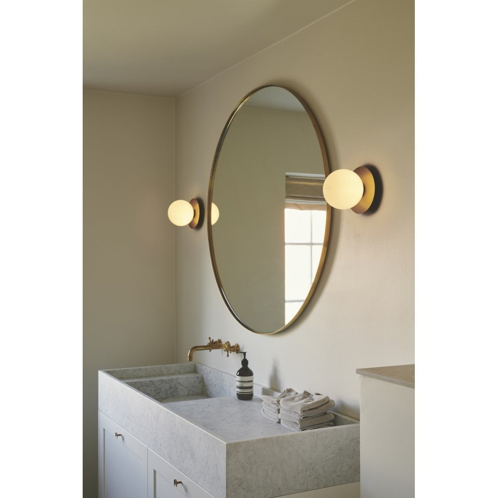 Nuura Liila 1 Light Medium IP44 Wall/Flush Light - Nordic Gold & Opal Glass