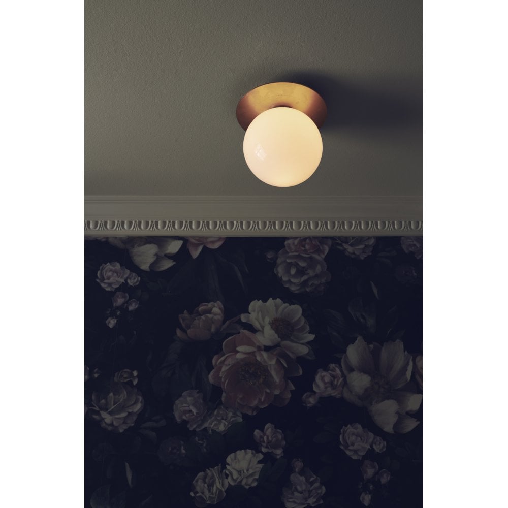 Nuura Liila 1 Light Medium IP44 Wall/Flush Light - Nordic Gold & Opal Glass