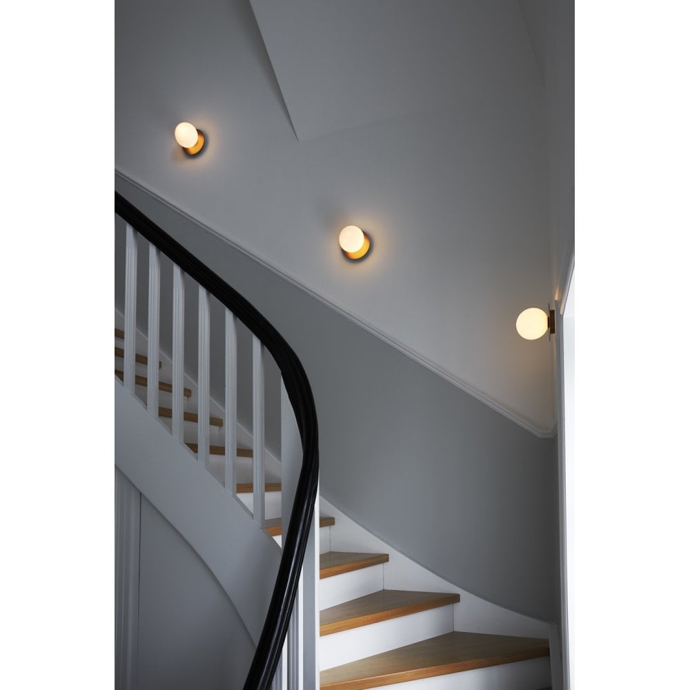 Nuura Liila 1 Light Medium IP44 Wall/Flush Light - Nordic Gold & Opal Glass