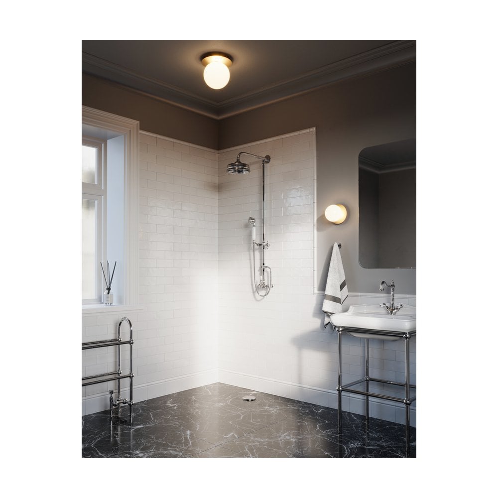 Nuura Liila 1 Light Large IP44 Wall/Flush Light - Nordic Gold & Opal Glass