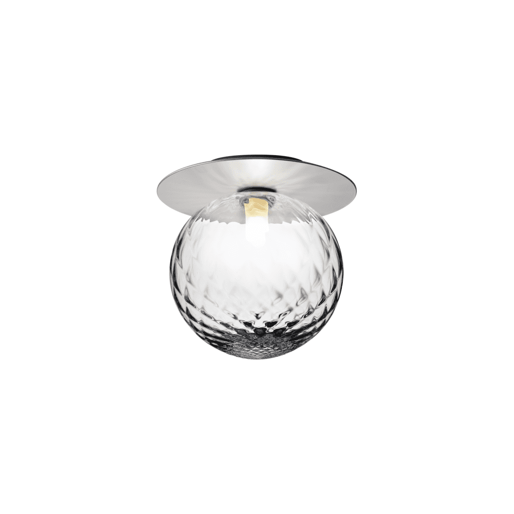 Nuura Liila 1 Light Large IP44 Wall/Flush Light - Light Silver & Optic Clear Glass
