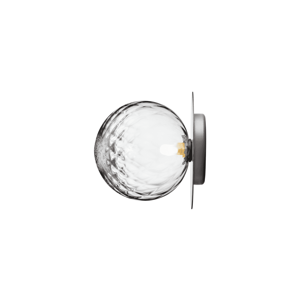 Nuura Liila 1 Light Large IP44 Wall/Flush Light - Light Silver & Optic Clear Glass