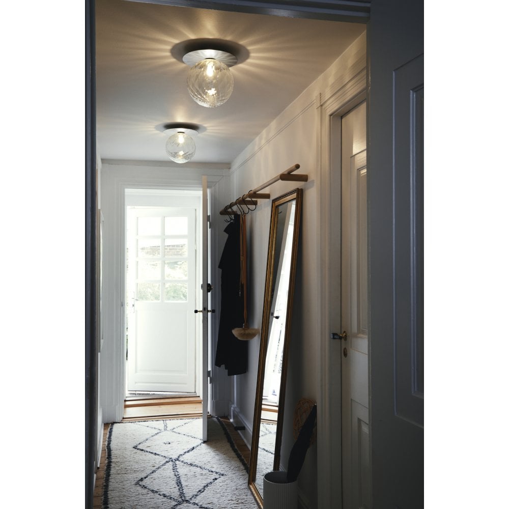 Nuura Liila 1 Light Large IP44 Wall/Flush Light - Light Silver & Optic Clear Glass