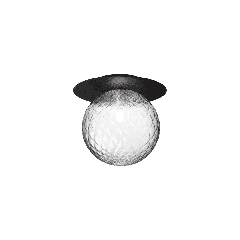 Nuura Liila 1 Light Large IP44 Wall/Flush Light - Black & Optic Clear Glass