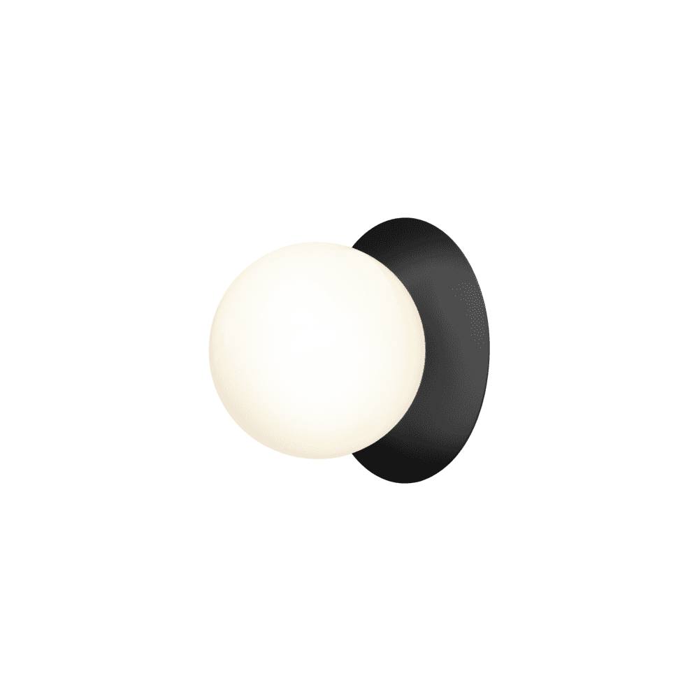 Nuura Liila 1 Light Large IP44 Wall/Flush Light - Black & Opal Glass