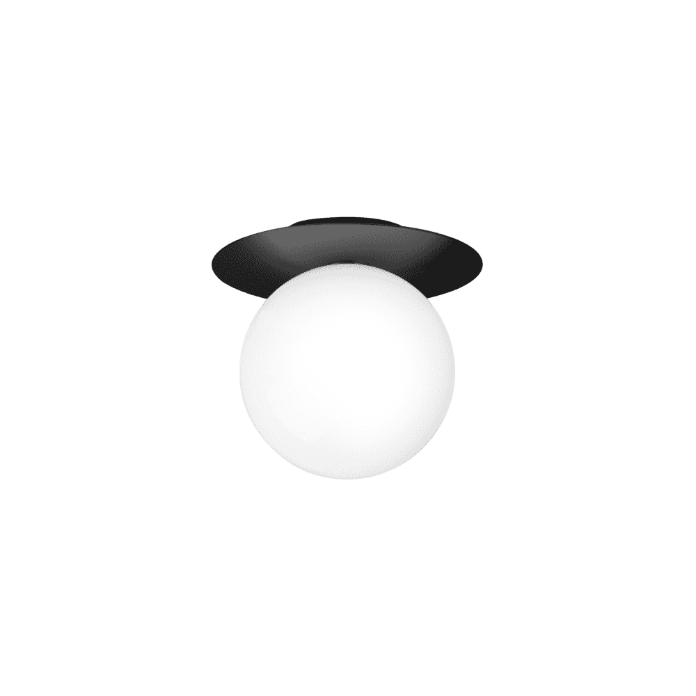 Nuura Liila 1 Light Large IP44 Wall/Flush Light - Black & Opal Glass