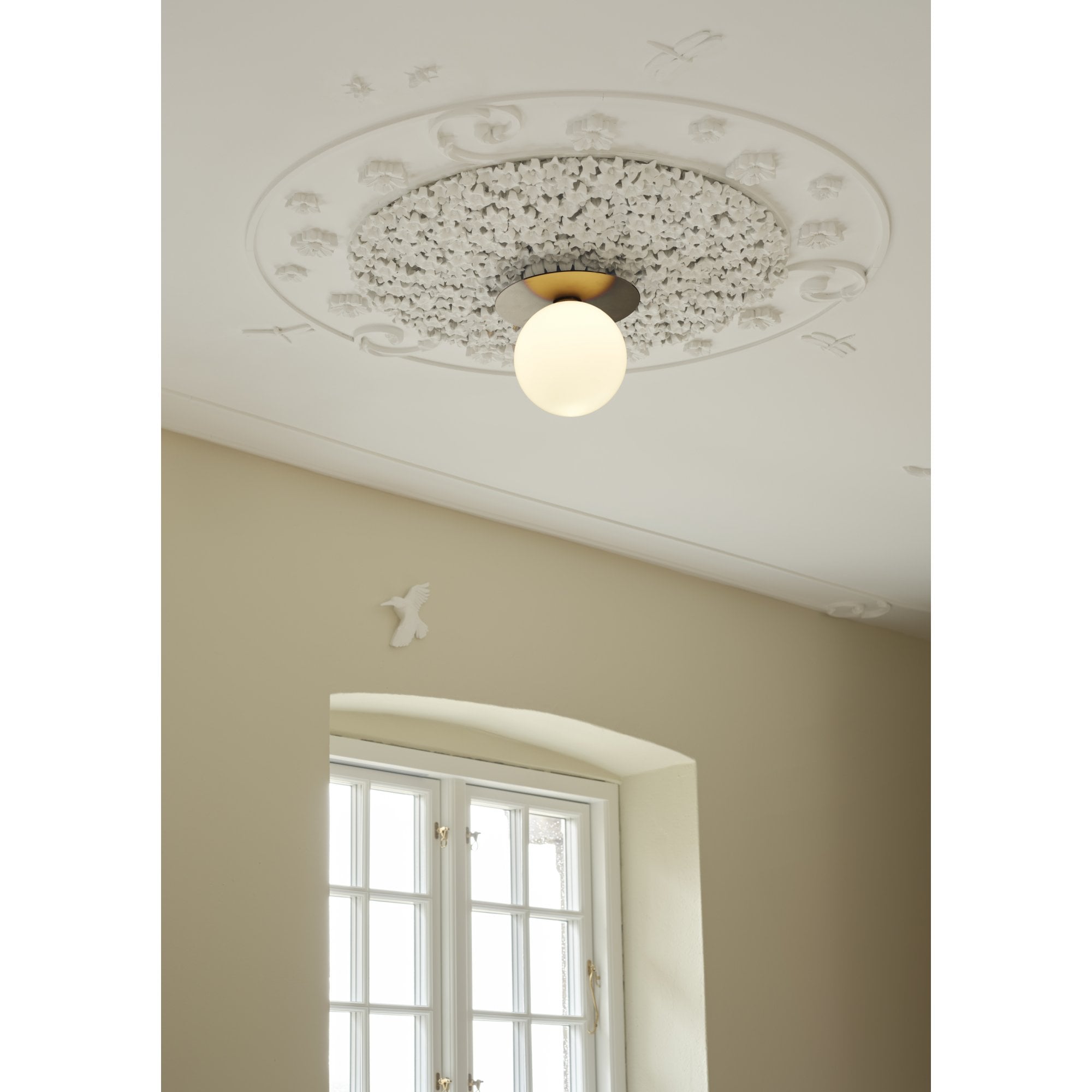 Nuura Liila 1 Light Large IP44 Wall/Flush Light - Dark Bronze & Opal Glass