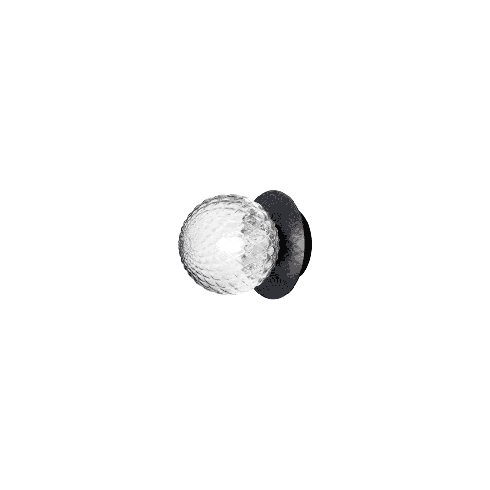 Nuura Liila 1 Light Small IP44 Wall/Flush Light - Black & Optic Clear Glass
