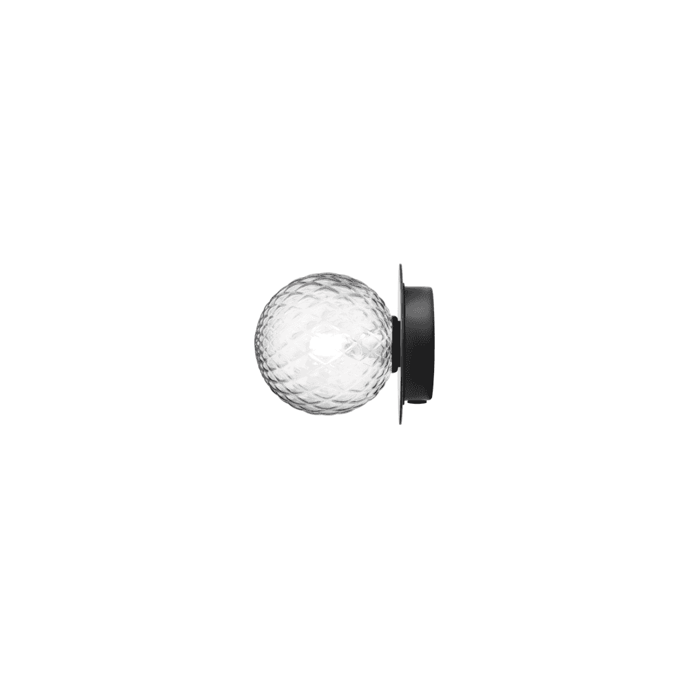 Nuura Liila 1 Light Small IP44 Wall/Flush Light - Black & Optic Clear Glass