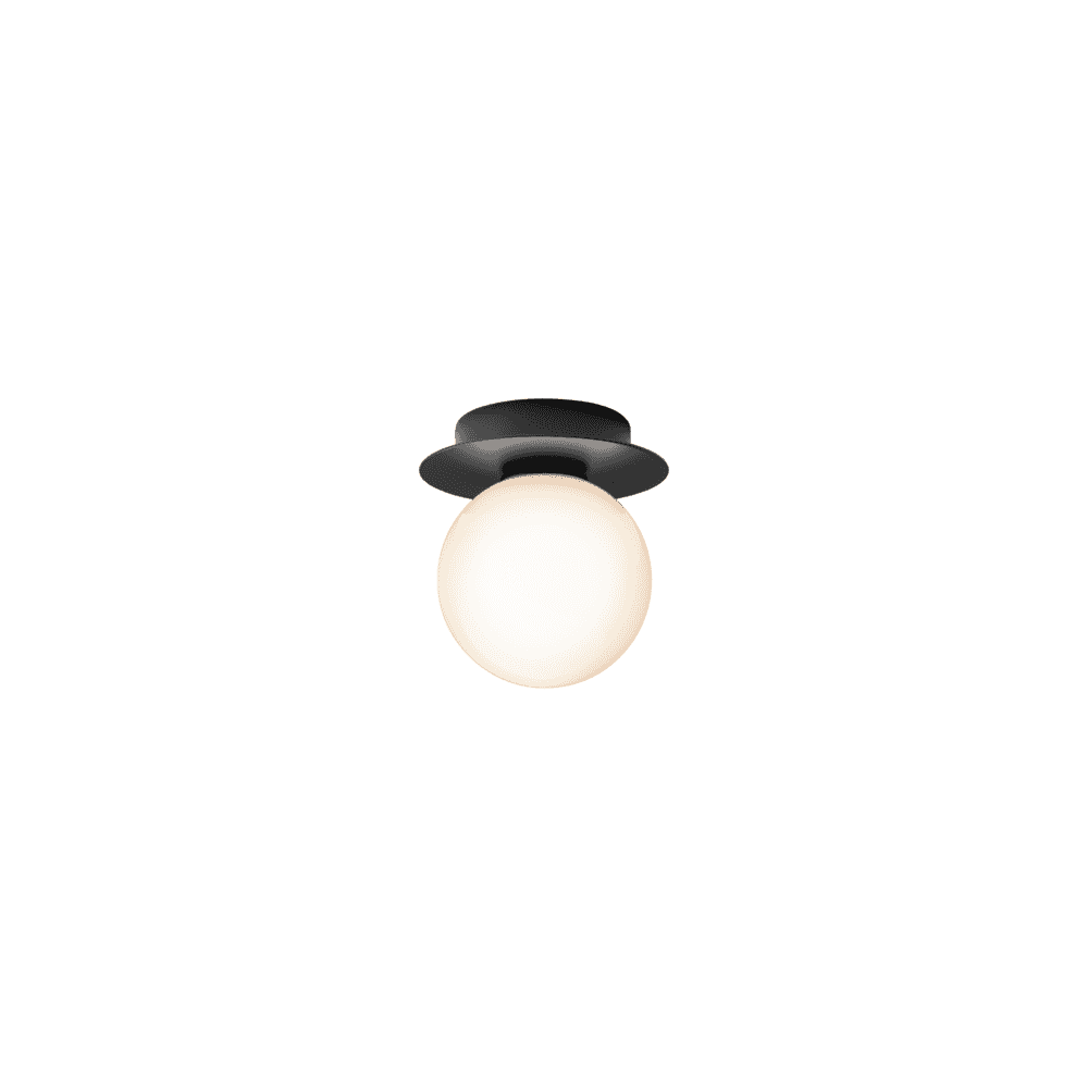 Nuura Liila 1 Light Small IP44 Wall/Flush Light - Black & Opal Glass