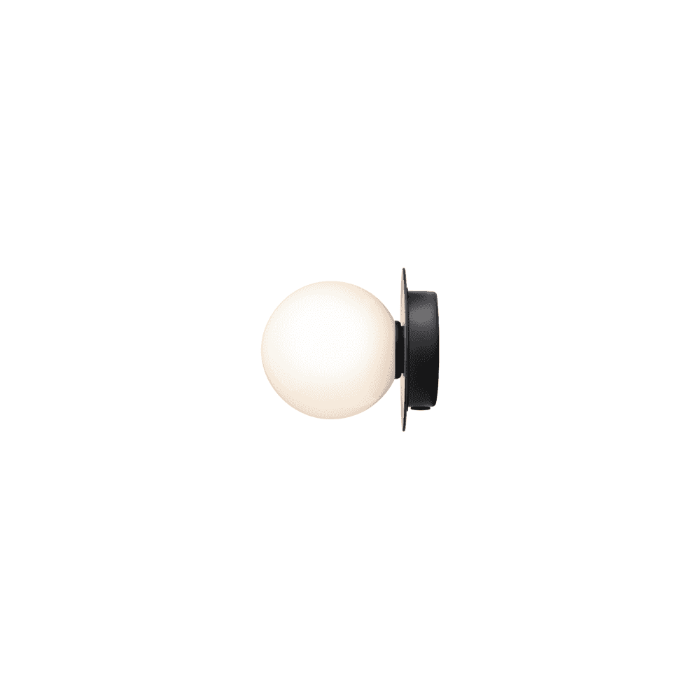 Nuura Liila 1 Light Small IP44 Wall/Flush Light - Black & Opal Glass