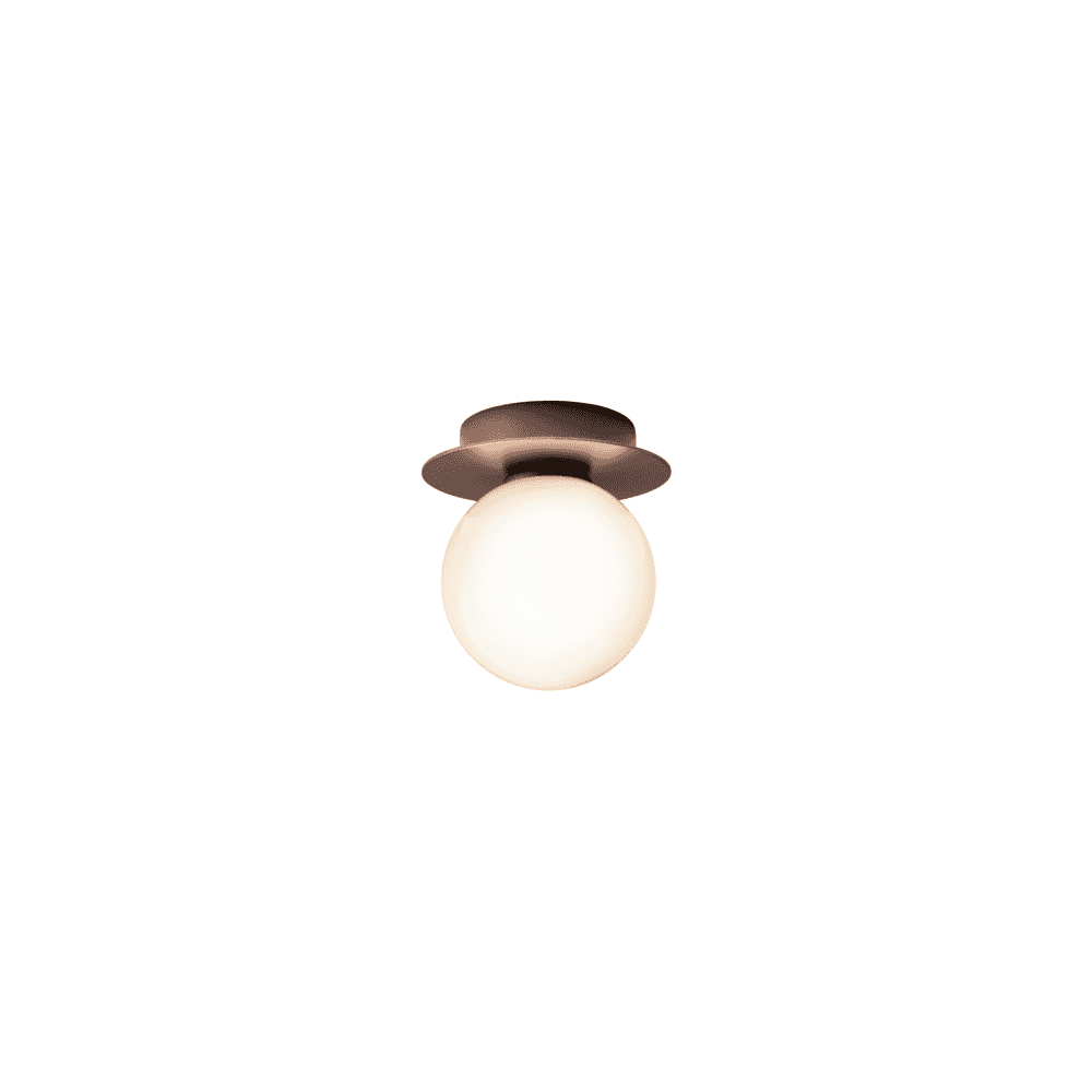 Nuura Liila 1 Light Small IP44 Wall/Flush Light - Dark Bronze & Opal Glass