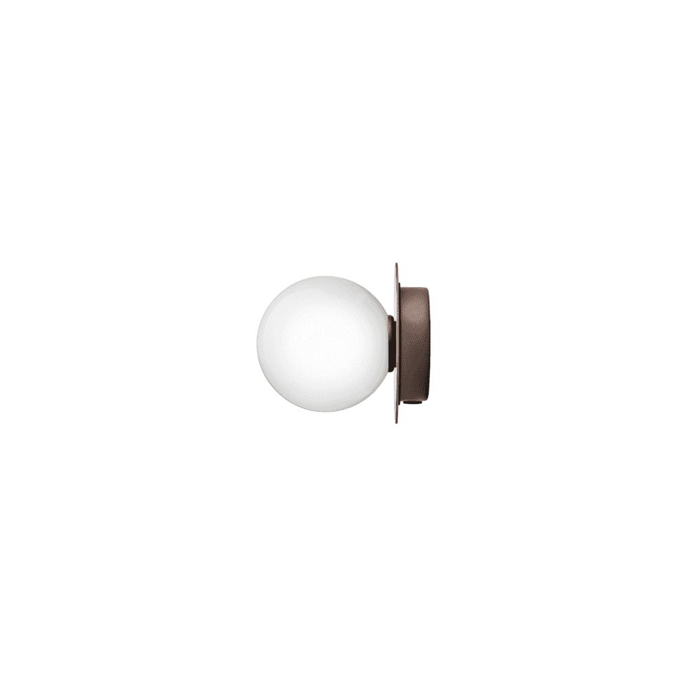 Nuura Liila 1 Light Small IP44 Wall/Flush Light - Dark Bronze & Opal Glass