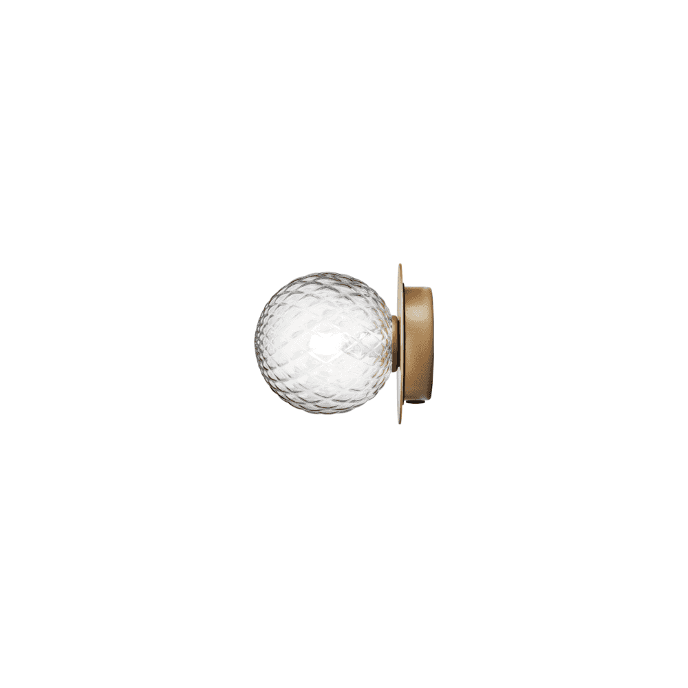 Nuura Liila 1 Light Small IP44 Wall/Flush Light - Nordic Gold & Optic Clear Glass