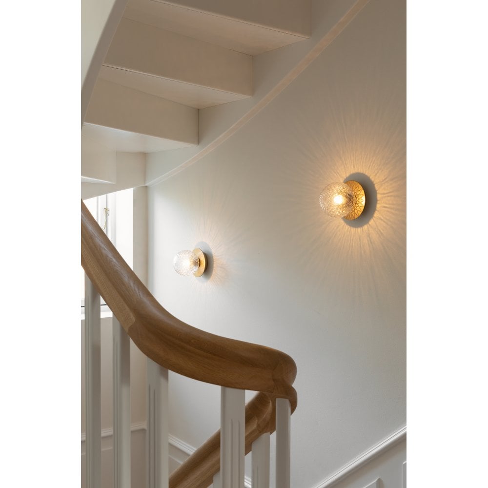Nuura Liila 1 Light Small IP44 Wall/Flush Light - Nordic Gold & Optic Clear Glass