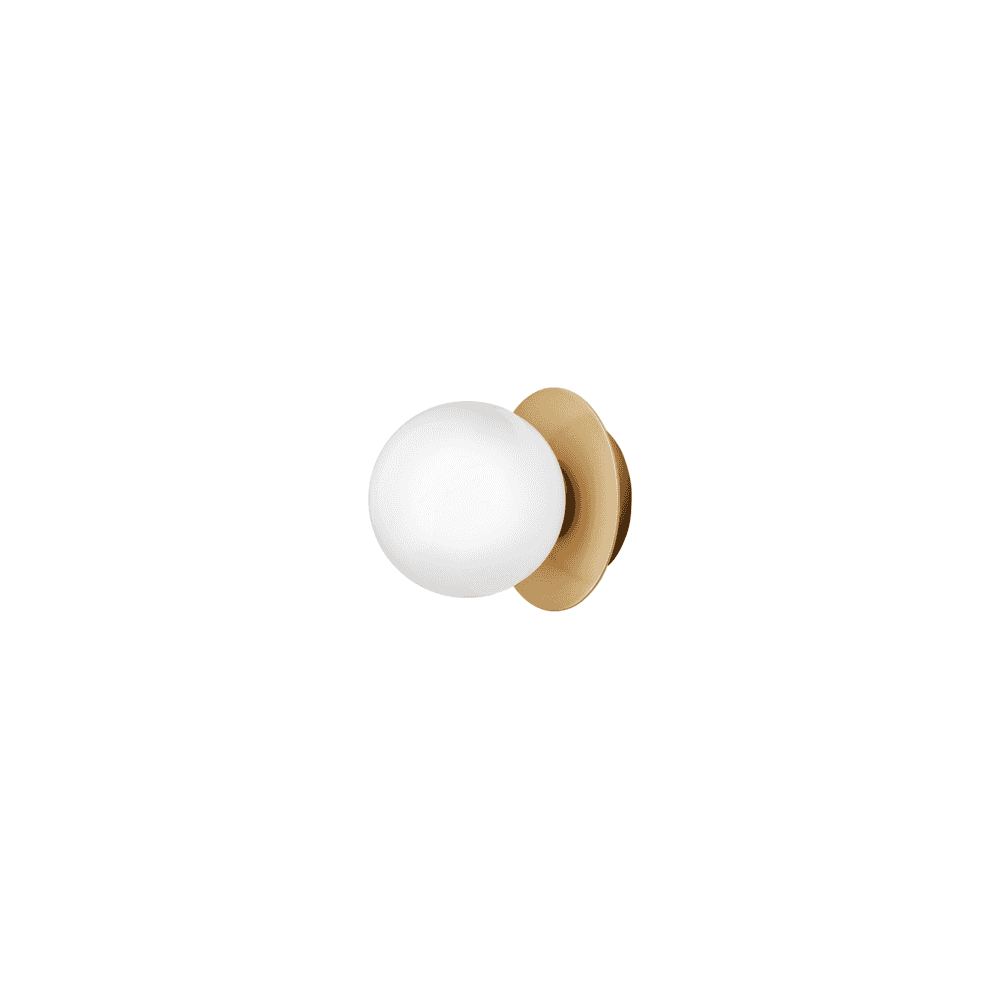 Nuura Liila 1 Light Small IP44 Wall/Flush Light - Nordic Gold & Opal Glass