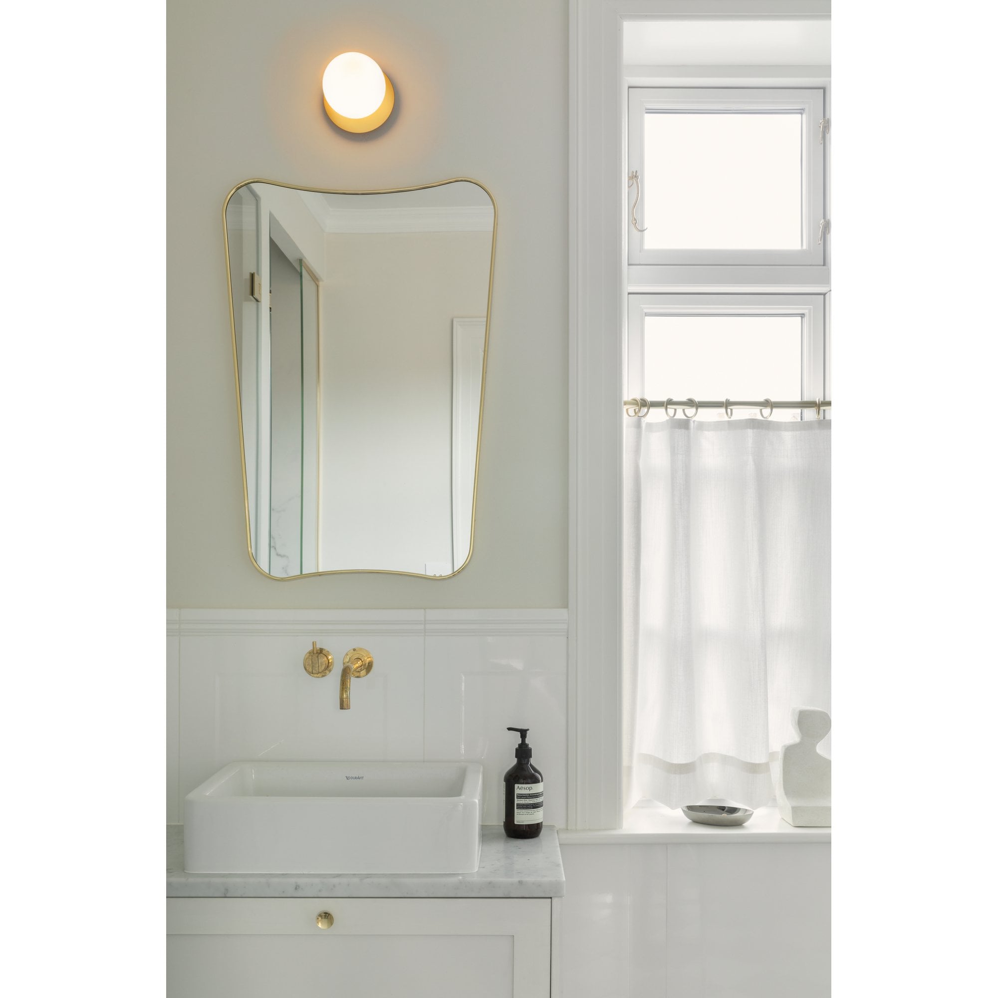 Nuura Liila 1 Light Small IP44 Wall/Flush Light - Nordic Gold & Opal Glass