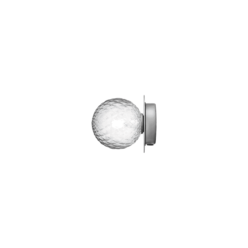 Nuura Liila 1 Light Small IP44 Wall/Flush Light - Light Silver & Optic Clear Glass