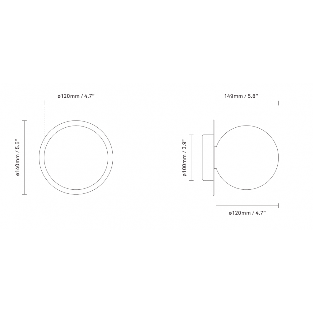 Nuura Liila 1 Light Small IP44 Wall/Flush Light - Light Silver & Optic Clear Glass