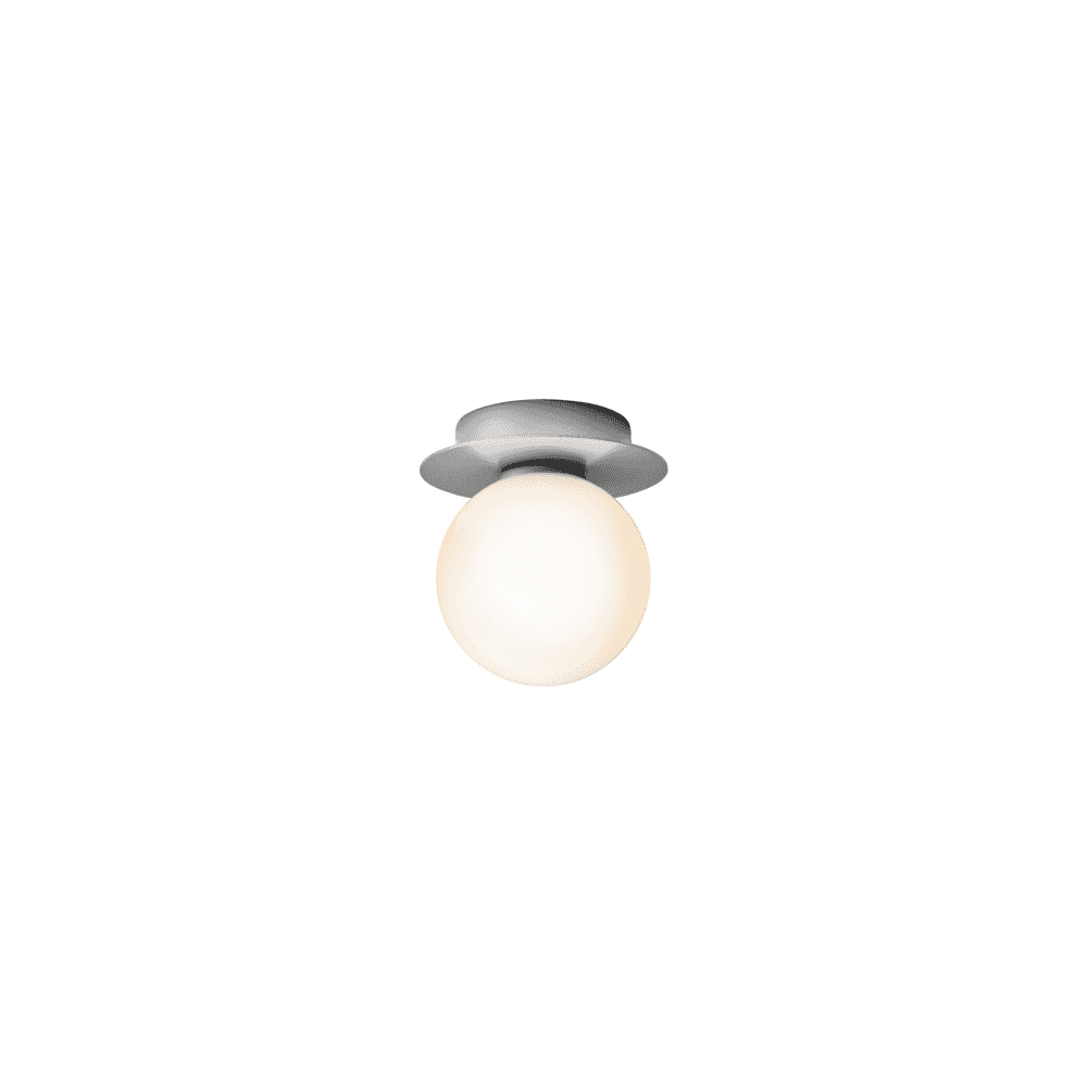 Nuura Liila 1 Light Small IP44 Wall/Flush Light - Light Silver & Opal Glass