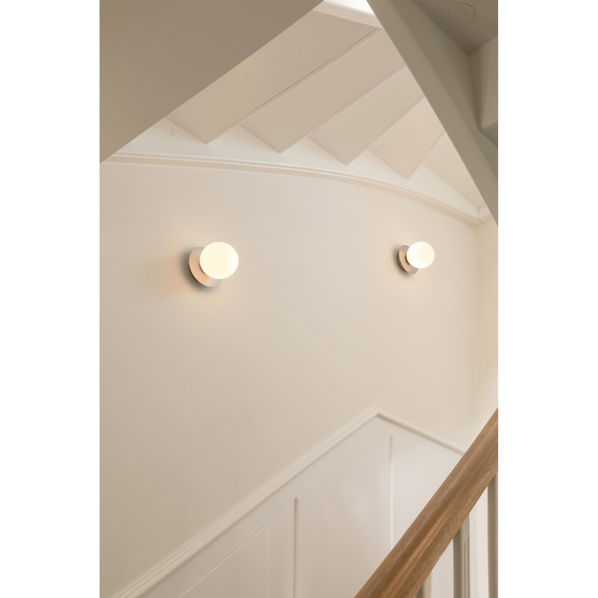 Nuura Liila 1 Light Small IP44 Wall/Flush Light - Light Silver & Opal Glass