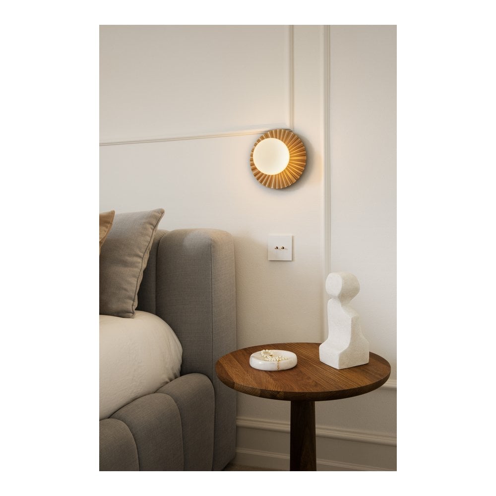 Nuura Liila Muuse Small IP44 Wall/Flush Light - Nordic Gold & Opal Glass