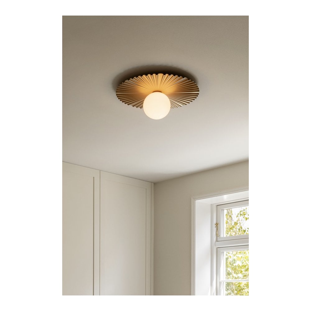 Nuura Liila Muuse Medium IP44 Wall/Flush Light - Nordic Gold & Opal Glass