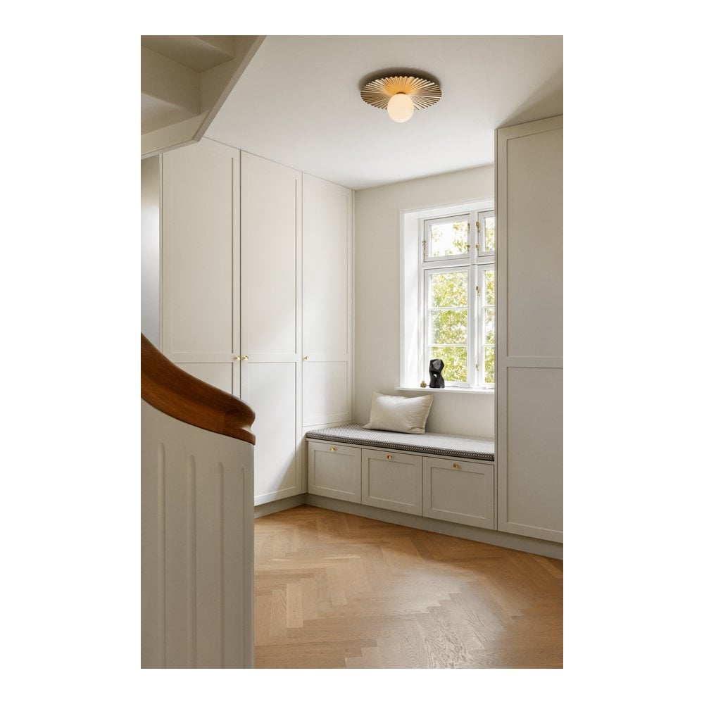 Nuura Liila Muuse Medium IP44 Wall/Flush Light - Nordic Gold & Opal Glass