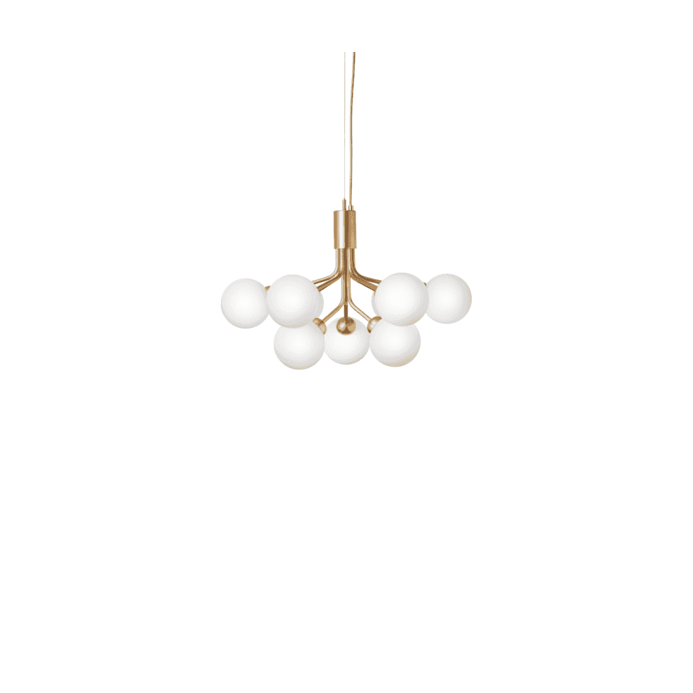 Nuura Apiales 9 Light Chandelier - Brushed Brass & Opal Glass
