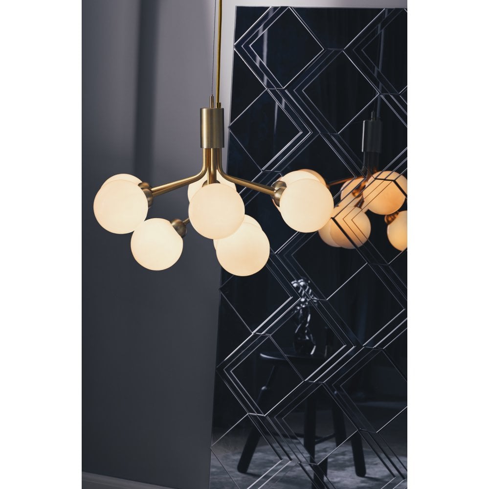 Nuura Apiales 9 Light Chandelier - Brushed Brass & Opal Glass