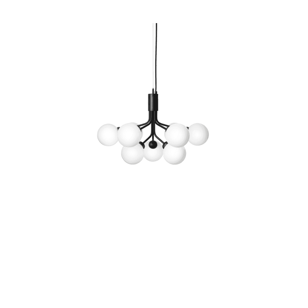 Nuura Apiales 9 Light Chandelier - Satin Black & Opal Glass